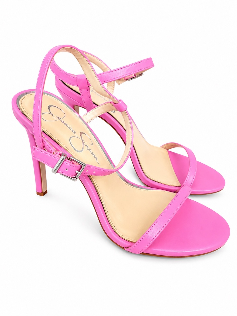 Jessica Simpson Pink Strappy High Heel Size 10 Sandals - Elegant Ankle Strap - Picture 3 of 8